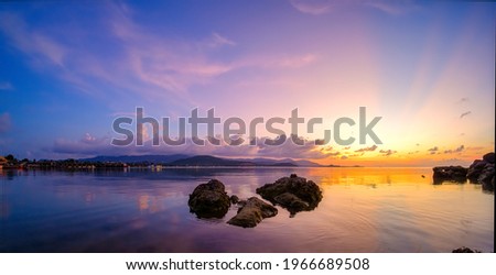 Bangrak beach ,Koh samui ,Suratthani, thailand, Colorful cloudy sky at sunset. Gradient color. twilight Sky , abstract nature background. Royalty-Free Stock Photo #1966689508
