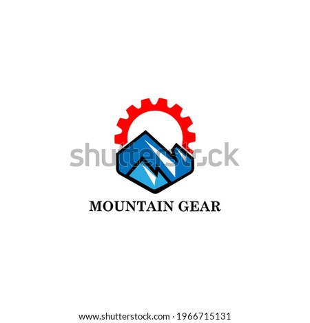 mountain gear logo vector concept, icon, element, and template for company