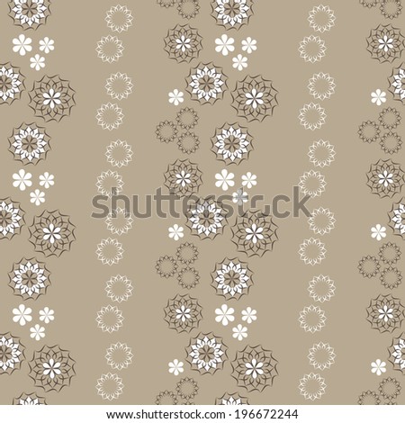 Elegant seamless pattern with abstract flowers, beige and brown