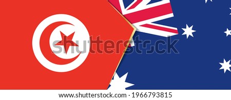 Tunisia and Australia flags, two vector flags symbol of relationship or confrontation.
