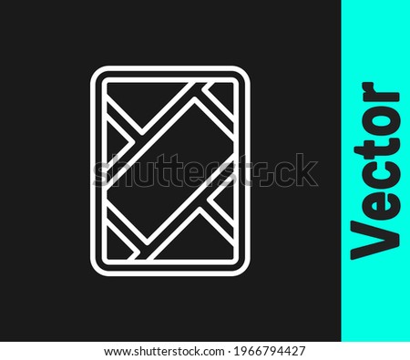 White line Gps device with map icon isolated on black background.  Vector Illustration