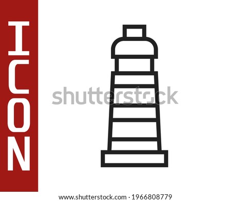 Black line Lighthouse icon isolated on white background.  Vector