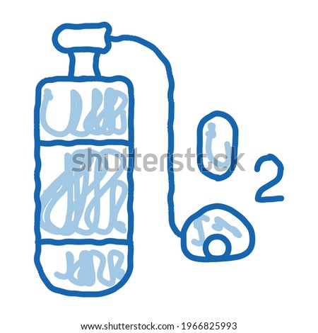 Oxygen Cylinder Alpinism Equipment sketch icon vector. Hand drawn blue doodle line art isolated symbol illustration