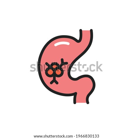 Stomach cancer color line icon. Isolated vector element. Outline pictogram for web page, mobile app, promo