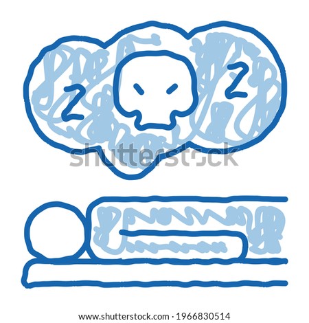 Dead Sleep Man sketch icon vector. Hand drawn blue doodle line art Dead Sleep Man isometric sign. isolated symbol illustration