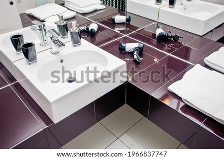 real bathroom in black and white. High quality photo