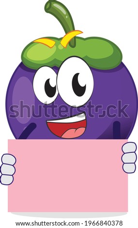 amazing funny mangosteen character showing blank paper