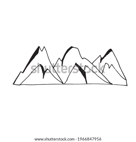 Hand-drawn mountains isolated on a white background, vector. Print for greeting cards and greetings.