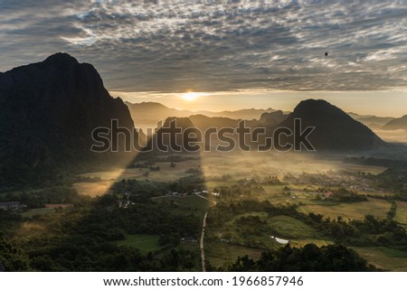  Nam Xay Viewpoint at Vang Vieng ,Laos is beautiful  landscape from mountain top