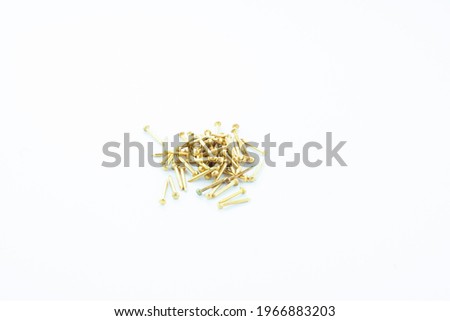 golden copper nails, industrial equipment, factory hardware, isolated object, design element