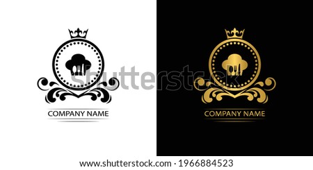 restaurant logo template luxury royal food  vector company  decorative emblem with crown  