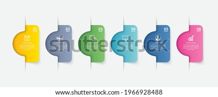 6 data infographics tab paper thin line index template. Vector illustration abstract background. Can be used for workflow layout, business step, banner, web design Royalty-Free Stock Photo #1966928488