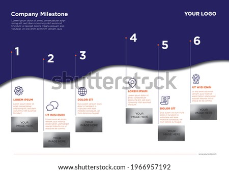 Company milestones, blue timeline vector