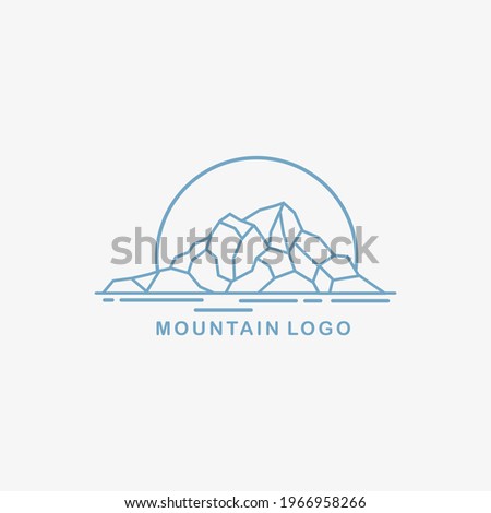 Mountain logo vector with line design concept for business company