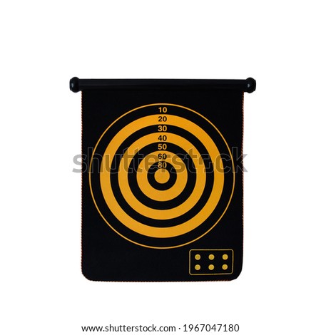 Wall mounted magnetic dart board isolated on white background.