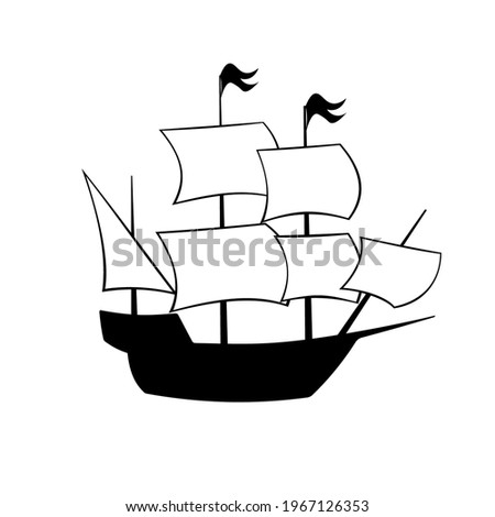 Mayflower ship silhouette icon. Clipart image isolated on white background