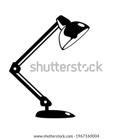 Black glyph Table lamp vector object isolated on white background. Modern reading lamp flat icon illustration. Clip art design element