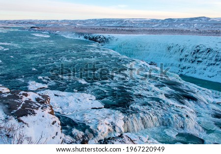 The beautiful Waterfall Gullfoss in Winter, Golden Circle, Iceland, Europe