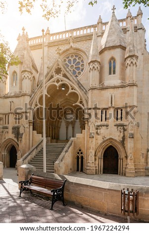 Main entrance of Robert Samut Hall. Late 19th-century defunct Methodist church, formerly named Wesleyan Methodist Church. Floriana, Malta. Royalty-Free Stock Photo #1967224294