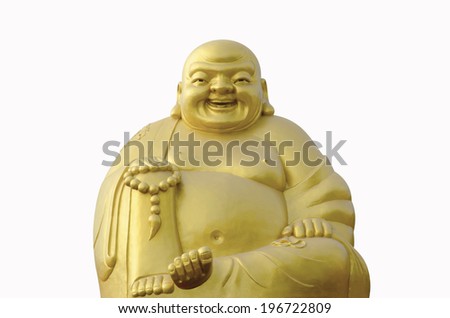 Gold  Buddha  on a white background.