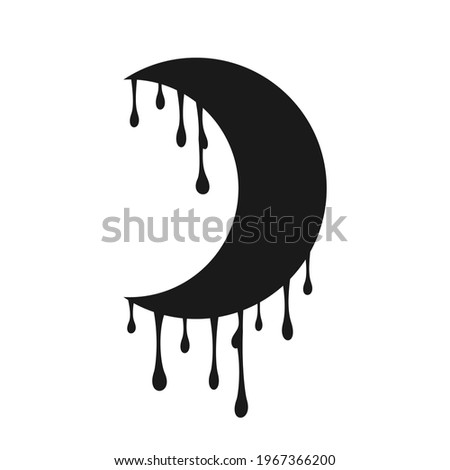 Moon with smudges of paint Black and white Vector illustration