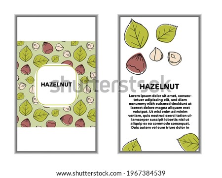 Set of cards (banners, tags, package) with hand DRAW nuts - hazelnut, almond, pistachio. Modern vector illustration isolated on white background.