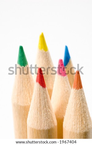 Various colored pencils close up