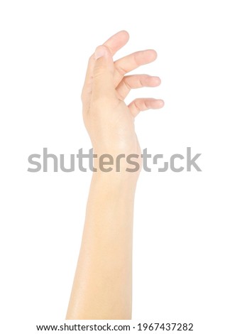 Left-hand gesture and male hand sign isolated on white background with clipping path.