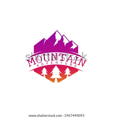 Exclusive logo, mountain logo with hexagon design template