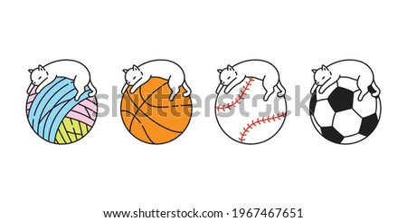 cat vector basketball kitten sleeping calico icon logo yarn ball soccer football baseball pet sport cartoon character sport doodle symbol illustration design