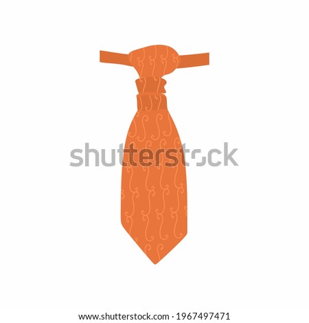 Male tie icon. Stylish cravats motif. Orange necktie in flat style. Menswear decorative elegant accessory. fashion textile products. Types of cravats for suits. Vector illustration Royalty-Free Stock Photo #1967497471
