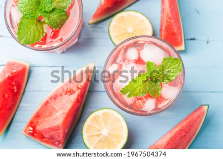 Summer drink: a cup of fresh watermelon juice