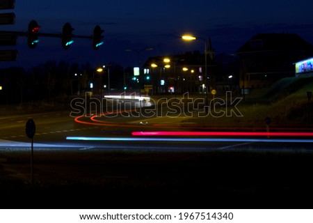 Long exposure of road with cars driving.