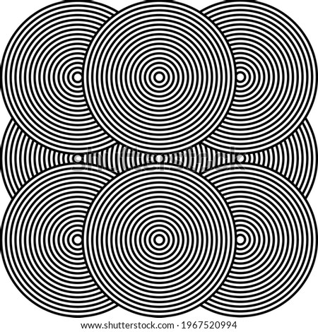Title: abstract black and white background template concentric circles, op art