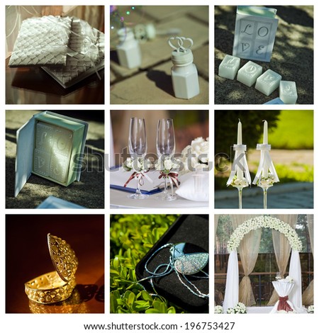 Prefect collage of wedding pictures decorations in light colour