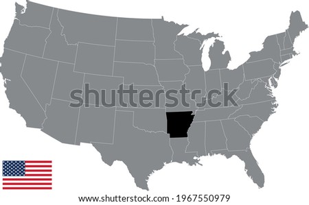 vector illustration of Arkansas map with American flag