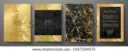 Modern black and gold cover, frame design set. Creative premium abstract with marble texture (crack) background. Luxury vector collection for catalog, brochure template, magazine layout, luxe booklet Royalty-Free Stock Photo #1967584075