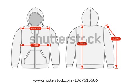 Clothing size chart vector illustration ( Sweat parka shirt )