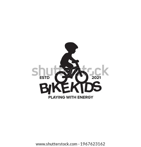 Kids or children bike logo design vector template