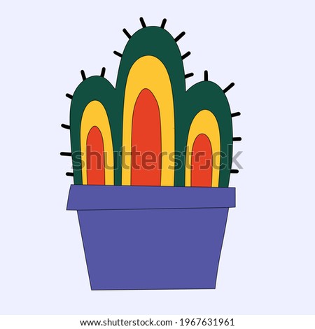 vector cactus sticker in a pot. Funky groove mexico isolated cactus. Wild west and hippy 60s and 70s. Vintage summer bur tattoo template.thorn succulent sticker
