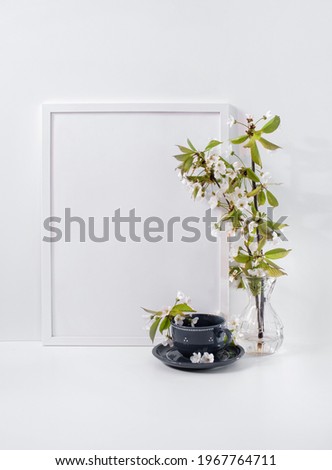  image mockup and cherry blossoms with cup of coffee