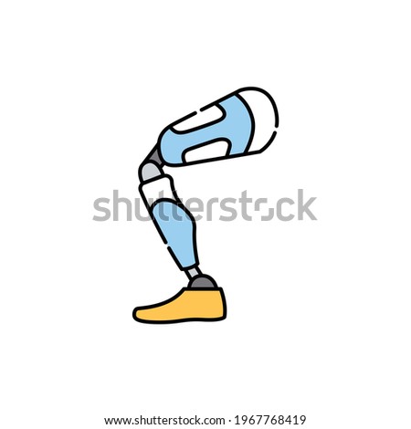 Bio artificial leg color line icon. Disability. Isolated vector element. Outline pictogram for web page, mobile app, promo