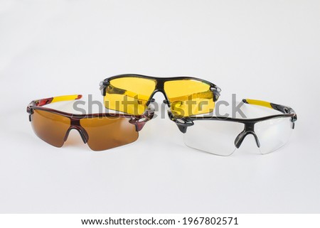 Bicycle sport sunglasses for protection on white.
