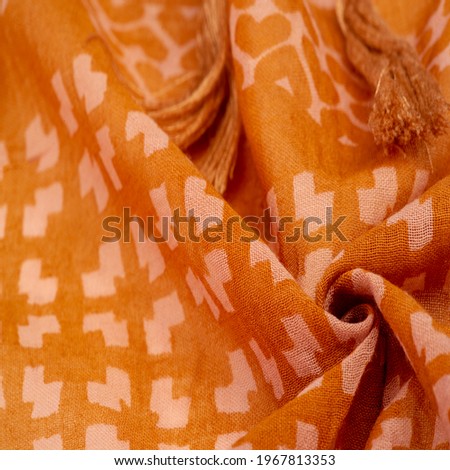 Orange thin woolen fabric, Abstract pattern, Elastic fabric, Suitable for design, projects and drawings. Texture, background
