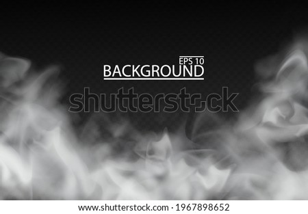 White fog or smoke on isolated transparent background. Smog, Cloudy sky. Vector illustration