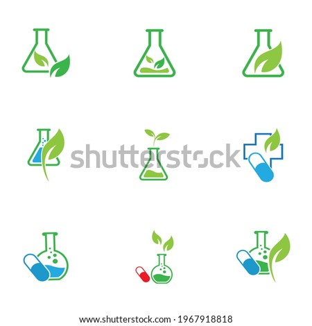logo template set of natural medicine design