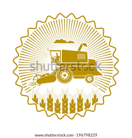 icon combine harvester of wheat ears Royalty-Free Stock Photo #196798229