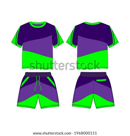 T-Shirt and Short Pants, Modern and Minimalist Style Design, Purple and Pink, Commercial Use