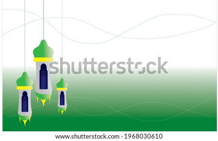 Green and white background image with lantern ornaments