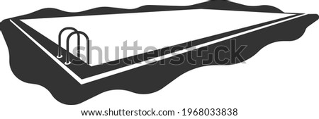 Icon of a pool filled with water. Vector image isolated on a white background. Flat icon in black style.